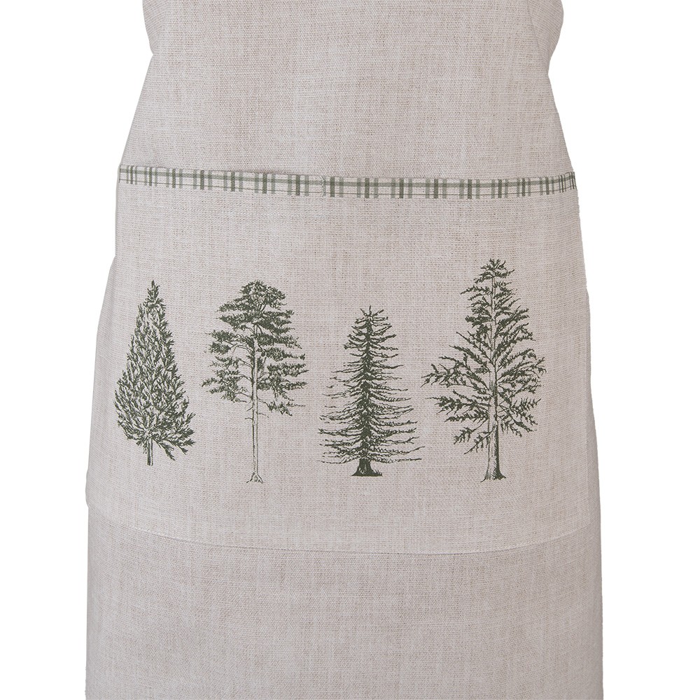 Béžová bavlněná zástěra se stromky Natural Pine Trees - 70*85 cm