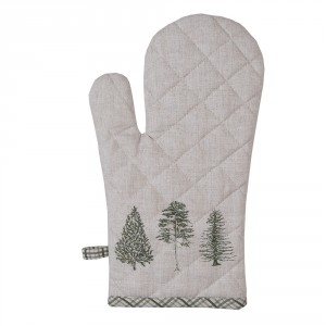 Béžová bavlněná chňapka - rukavice se stromky Natural Pine Trees - 18*30 cm