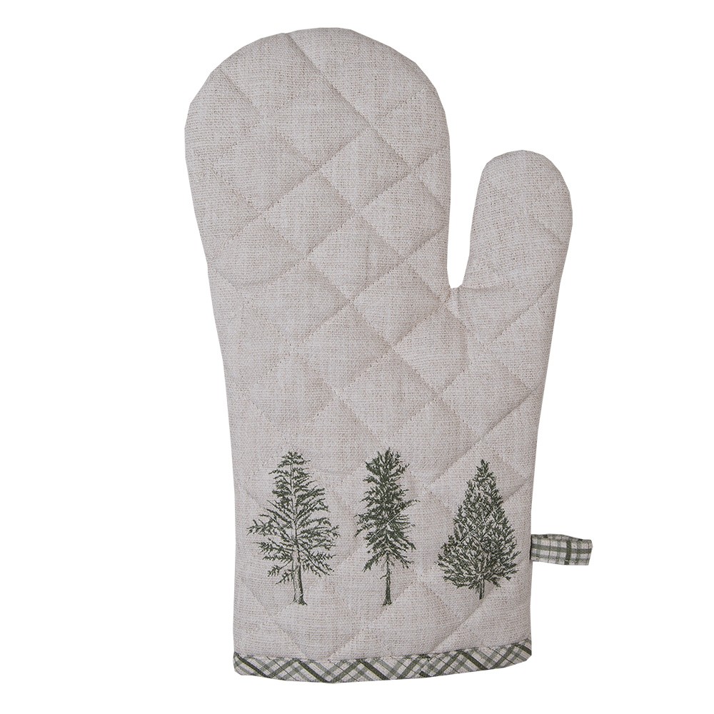 Béžová bavlněná chňapka - rukavice se stromky Natural Pine Trees - 18*30 cm