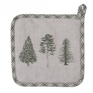 Béžová bavlněná chňapka - podložka se stromky Natural Pine Trees - 20*20 cm