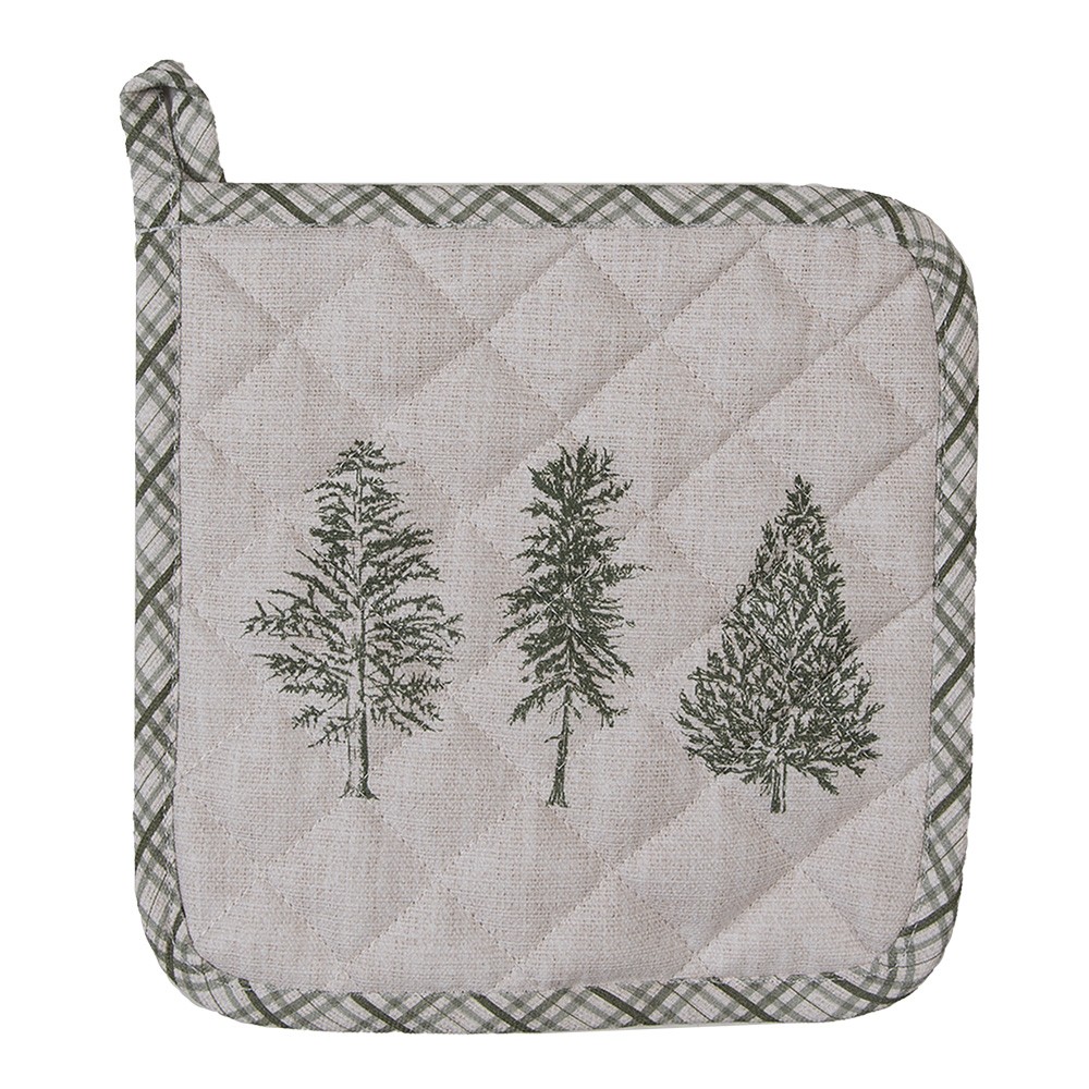 Béžová bavlněná chňapka - podložka se stromky Natural Pine Trees - 20*20 cm