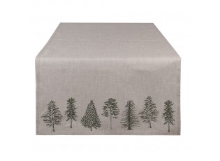 Béžový bavlněný běhoun se stromky Natural Pine Trees - 50*140 cm
