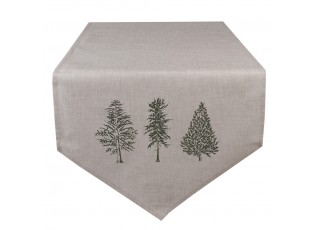 Béžový bavlněný běhoun se stromky Natural Pine Trees - 50*160 cm
