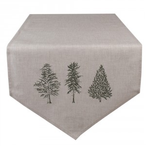 Béžový bavlněný běhoun se stromky Natural Pine Trees - 50*160 cm