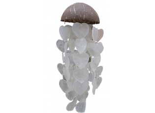 Přírodně - hnědá zvonkohra se srdíčkovými mušlemi Coco Shells - Ø14 *40cm