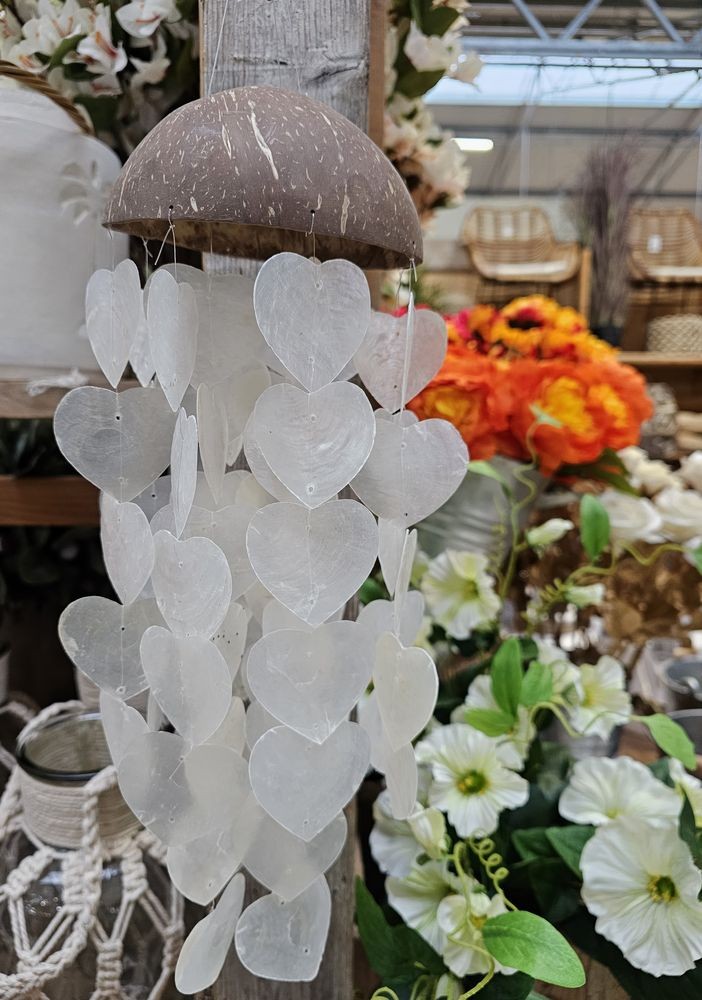 Přírodně - hnědá zvonkohra se srdíčkovými mušlemi Coco Shells - Ø14 *40cm Ostatní Přírodně - hnědá zvonkohra se srdíčkovými mušlemi Coco Shells - Ø14 *40cm Ostatní