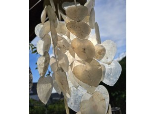 Přírodně - hnědá zvonkohra se srdíčkovými mušlemi Coco Shells - Ø14 *40cm