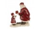 Červená vánoční dekorace socha Santa s děvčátkem - 14*9*14 cm
