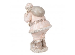 Růžová vánoční dekorace Socha Santa s chlapcem - 13*11*18 cm