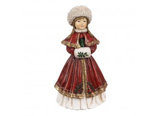 Červená dekorace socha dívka v zimním  - 9*7*17 cm