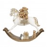 Bílo-zlatá dekorace houpací koník s medvídky- 18*4*15 cm Barva: bílá antik, zlatá se třpytkamiMateriál: PolyresinHmotnost: 0,2 kg