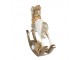 Bílo-zlatá dekorace houpací koník s medvídky- 18*4*15 cm