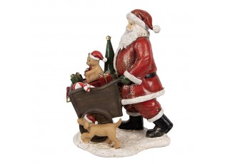 Vánoční dekorace socha Santa s vozíkem dárků - 12*8*15 cm