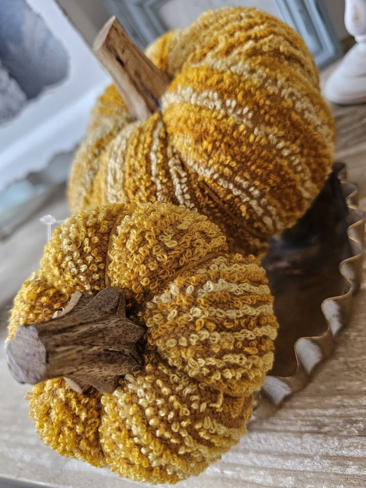 Oranžová textilní dekorace dýně Pumpkin - Ø 9*8 cm