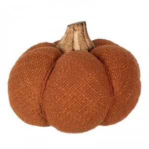 Oranžová textilní dekorace dýně Pumpkin - Ø 12*10 cm