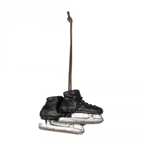 Závěsná dekorace černé retro brusle - 10*4*6 cm