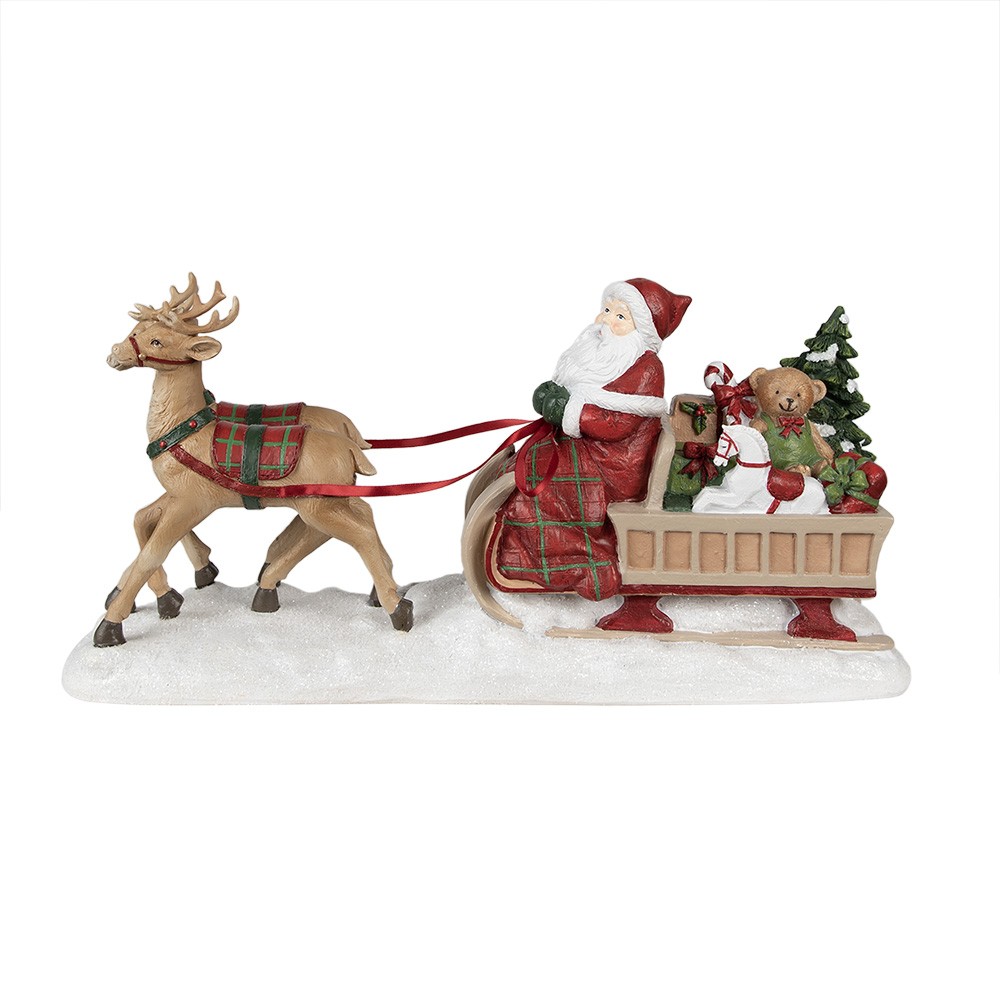 Vánoční dekorace Socha Santa se sáněmi - 41*11*19 cm Clayre & Eef