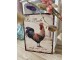 Béžová antik nástěnná kovová cedule s kohoutem La Poule - 25*33cm