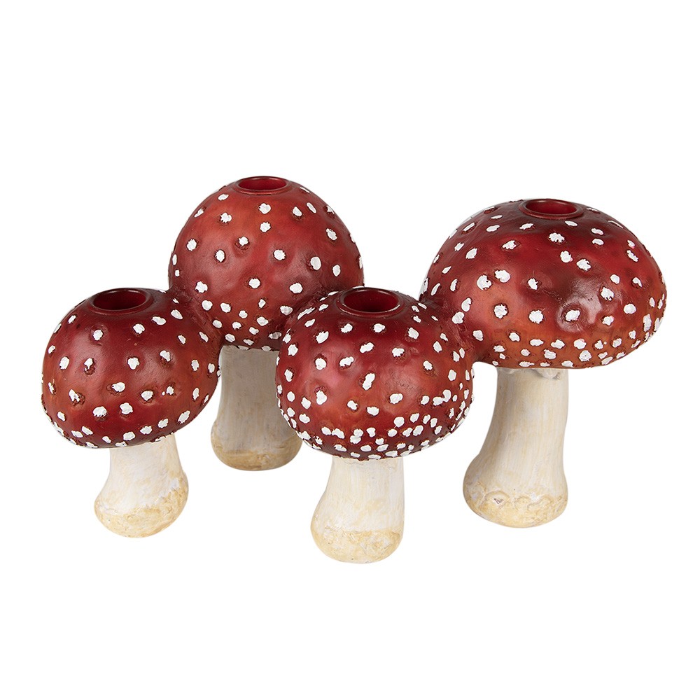 Červeno-bílý svícen na úzké svíčky muchomůrky Mushroom - 30*17*17 cm