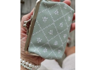 Zelená peněženka s bílými kytičkami - 8*12 cm