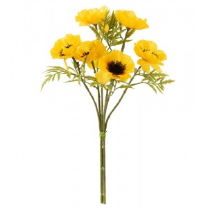 Žlutá dekorativní umělá květina Bouquet Poppy - 10*10*33cm