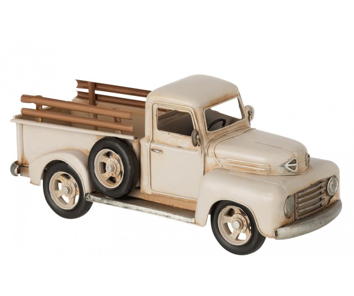 Šedý antik kovový retro model auta Pickup - 35*14*16 cm
