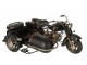 Černý antik kovový retro model motorka se sajdkárou Retro Moto Sidecar - 33*24*18 cm