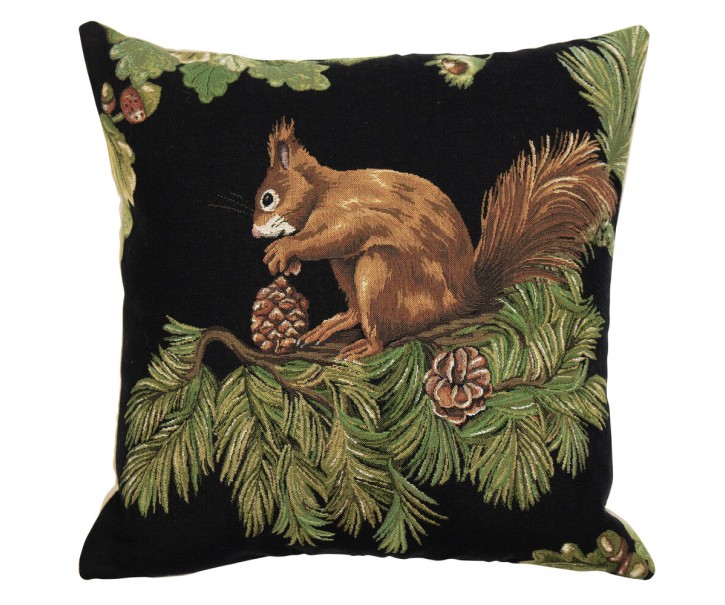 Gobelínový polštář s veverkou a šiškou Gobelin Squirrel Pinecone - 45*45*16cm