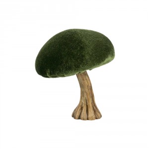 Sametová dekorace zelená houba Mushroom - 10*10*10cm