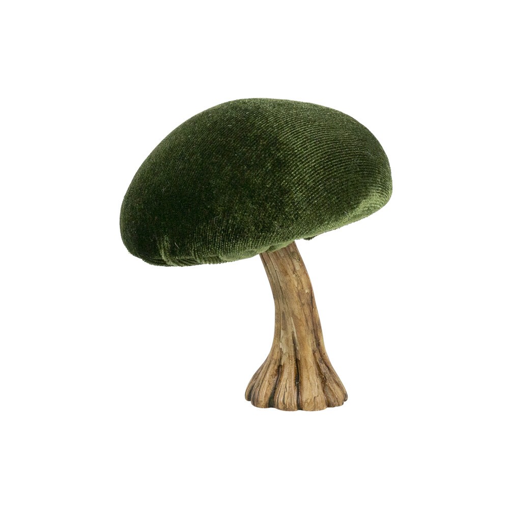 Levně Sametová dekorace zelená houba Mushroom - 10*10*10cm DCFCP