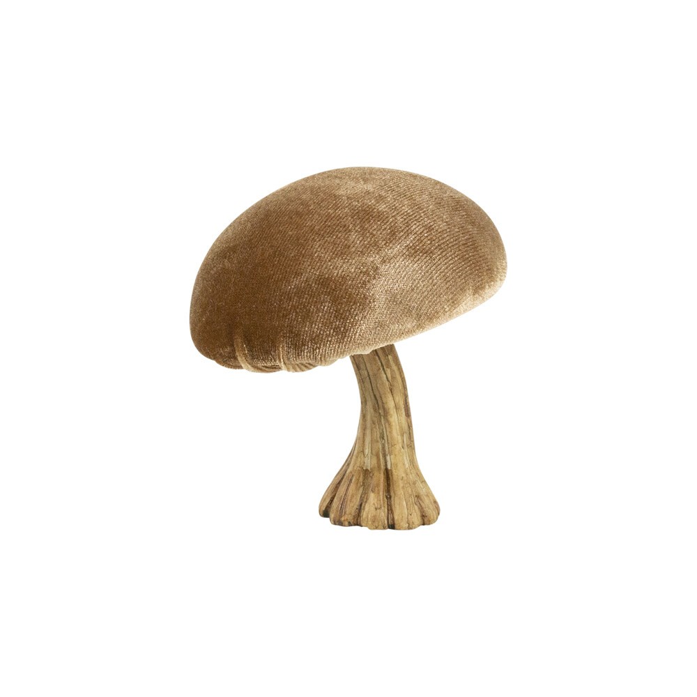 Levně Sametová dekorace béžová houba Mushroom - 10*10*10cm DCFCB