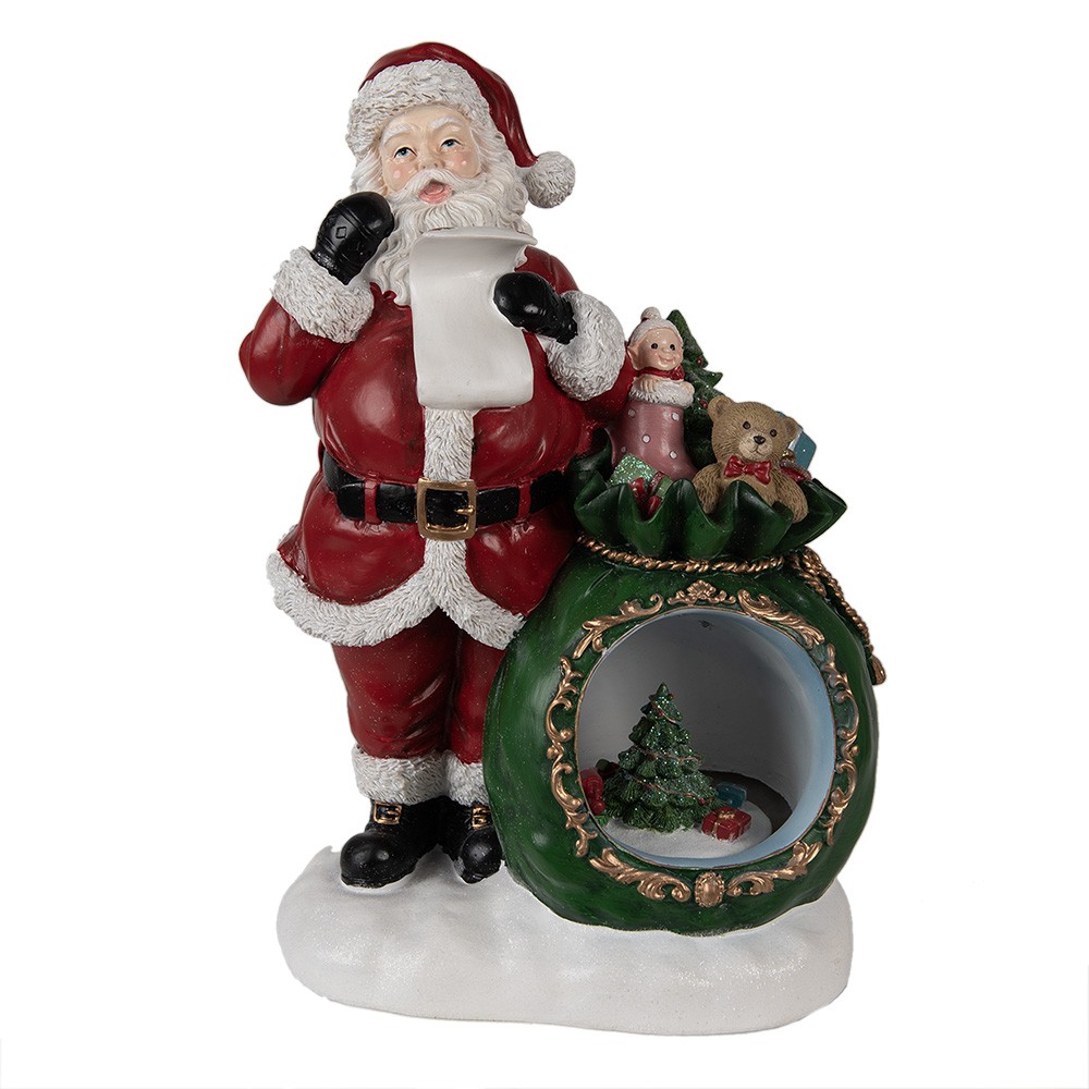 Červená vánoční dekorace Santa s pytlem dárků a led světýlky - 26*16*36 cm 6PR3925
