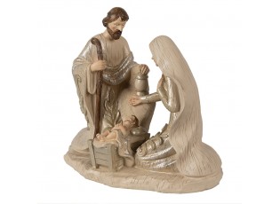 Béžová vánoční dekorace socha vánoční betlém Svatá rodina - 27*13*23 cm