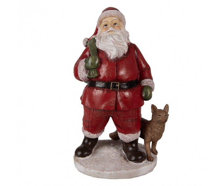 Vánoční dekorace Socha Santa s liškou - 16*14*26 cm