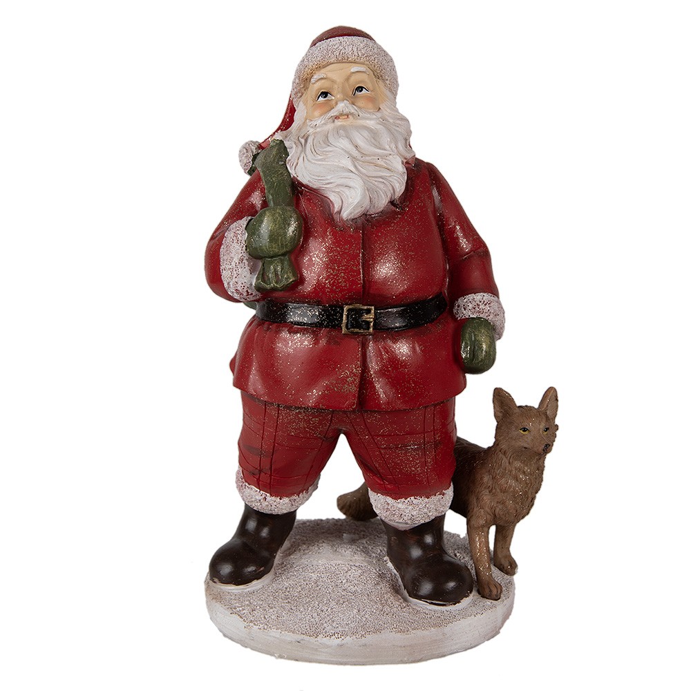 Vánoční dekorace socha Santa s liškou - 16*14*26 cm 6PR3946