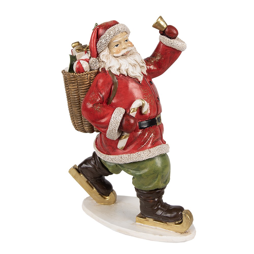 Vánoční dekorace socha Santa s košem dárků - 14*11*20 cm Clayre & Eef