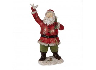Vánoční dekorace Socha Santa s pytlem a holubicí - 13*10*23 cm