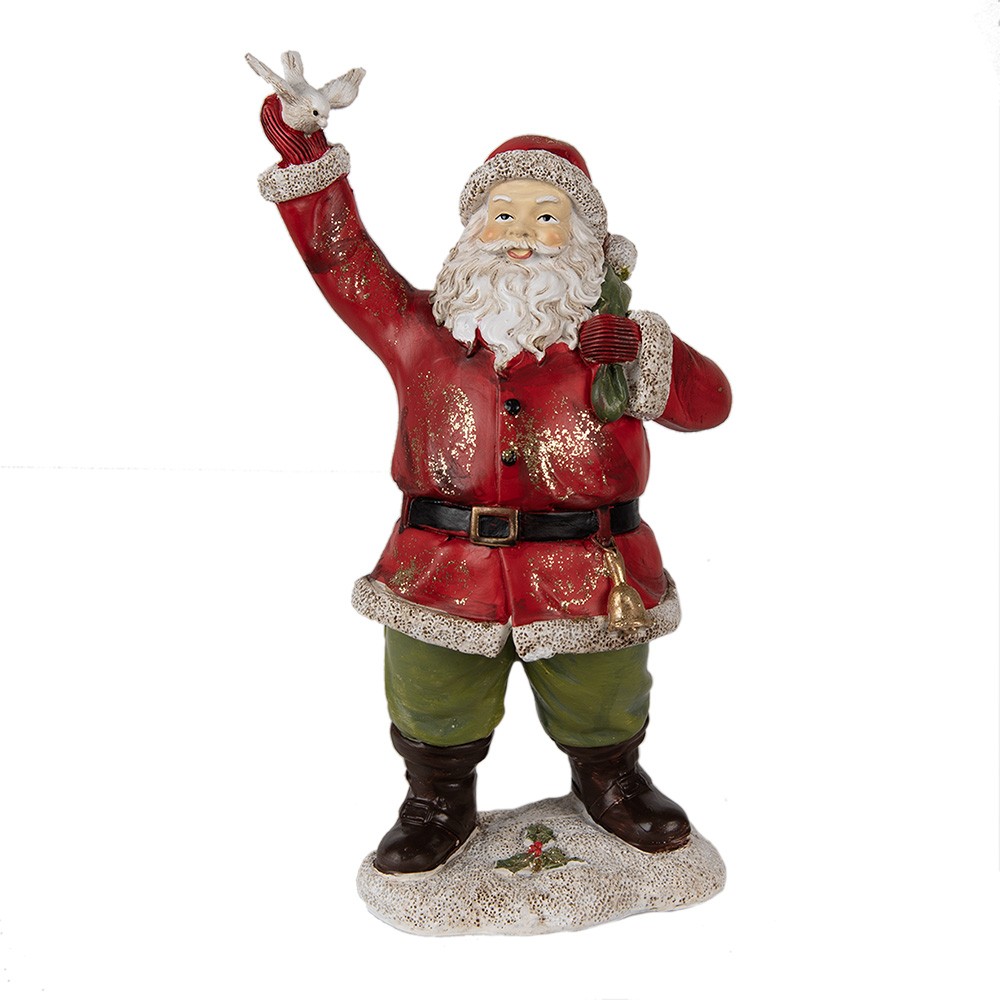 Vánoční dekorace Socha Santa s pytlem a holubicí - 13*10*23 cm