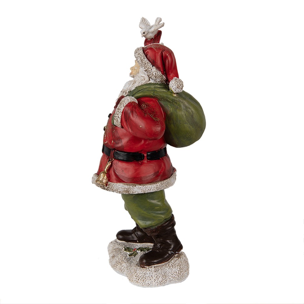 Vánoční dekorace Socha Santa s pytlem a holubicí - 13*10*23 cm