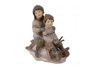 Vánoční dekorace soška děti na sáňkách - 9*6*11 cm