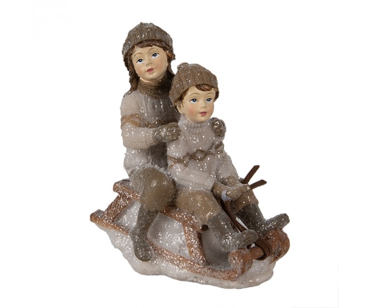 Vánoční dekorace soška děti na sáňkách - 9*6*11 cm
