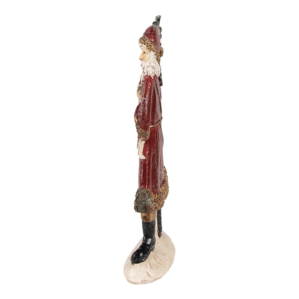 Červená vánoční dekorace socha Santa se stromkem - 9*4*23 cm