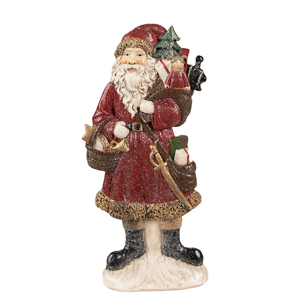Levně Červená vánoční dekorace socha Santa s dárky - 12*4*24 cm 6PR4926