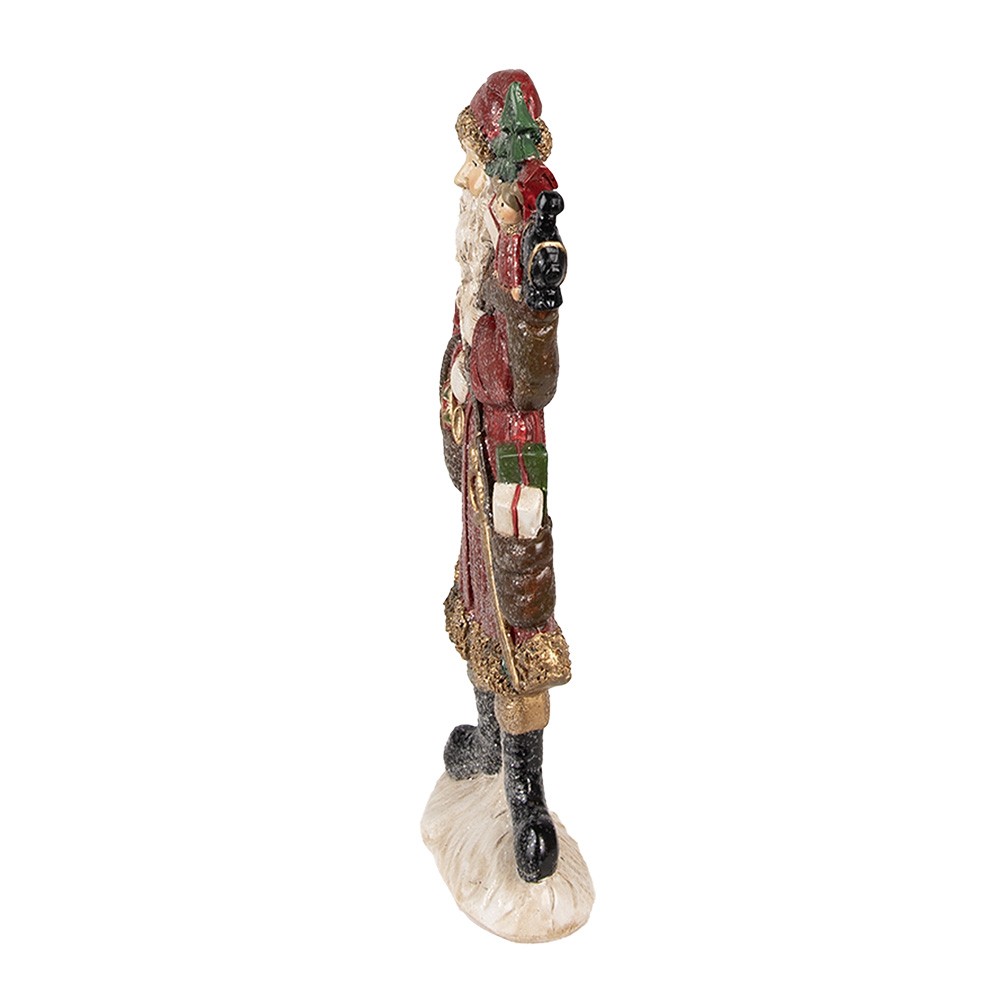 Červená vánoční dekorace socha Santa s dárky - 12*4*24 cm