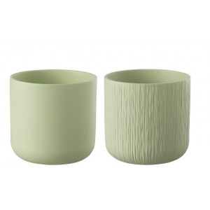 2ks pistáciový keramický obal na květináč Pistachio - Ø15*14,5cm