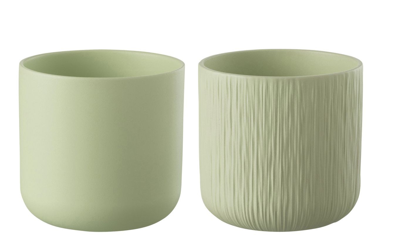 2ks pistáciový keramický obal na květináč Pistachio - Ø15*14,5cm