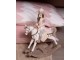 Bílo-růžová vánoční dekorace Louskáček na houpacím koníkovi - 22*9*29 cm