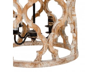 Kovové závěsné světlo s dřevěným stínidlem s patinou Marian – Ø 48*85 cm E14/max 4*25W