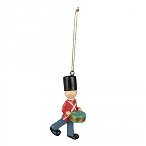 Červeno-modrá závěsná dekorace vojáček s bubínkem - 4*2*8 cm