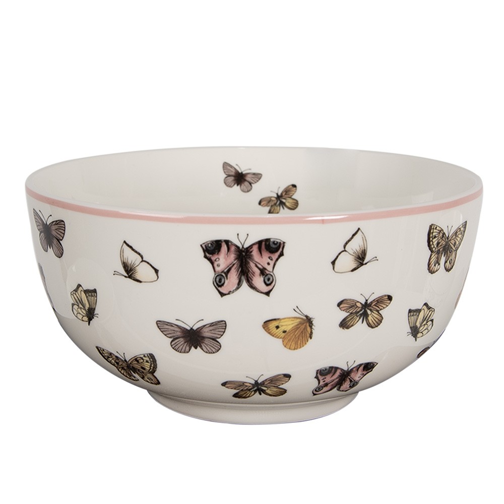 Porcelánová miska s motýlky Butterfly Paradise - Ø 14*7 cm / 500 ml Clayre & Eef